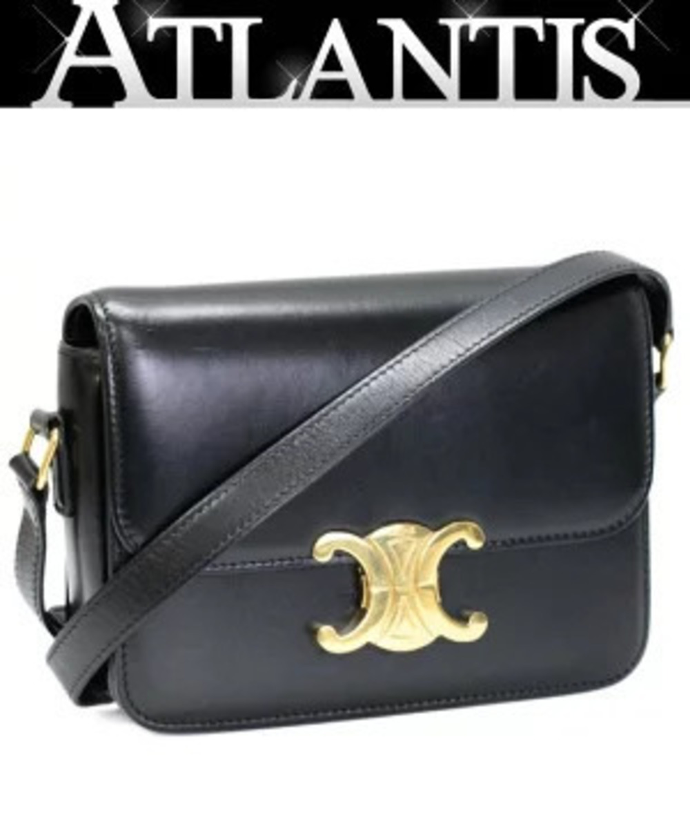 Celine Teen Triomphe Shoulder Bag Leather Black